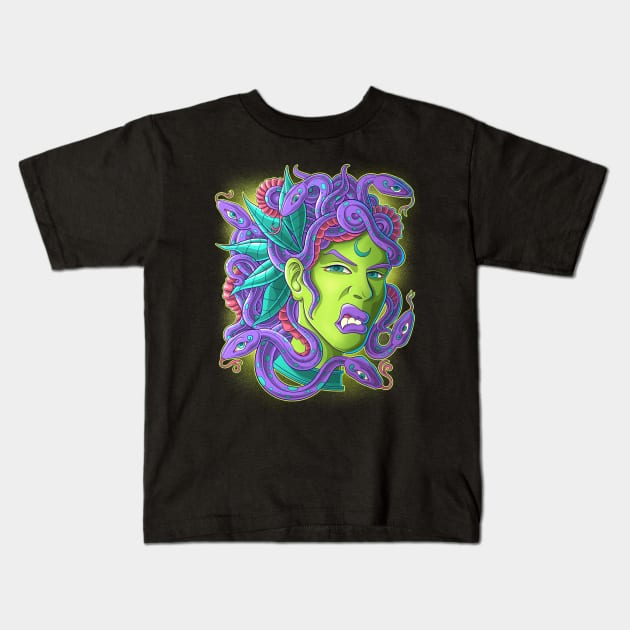 Wild Medussa Kids T-Shirt by danielcolumna_art